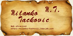 Milanko Tacković vizit kartica